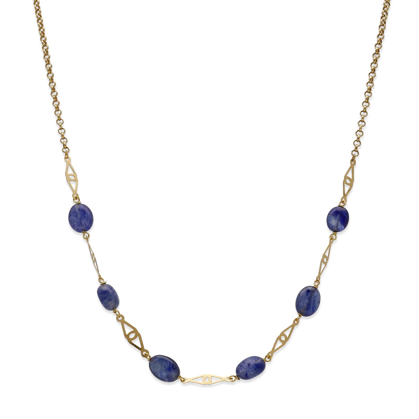 Collar Genoveva en Oro 18k y Zafiros Ovales