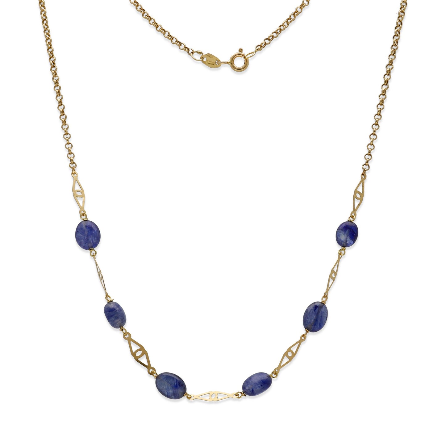 Collar Genoveva en Oro 18k y Zafiros Ovales