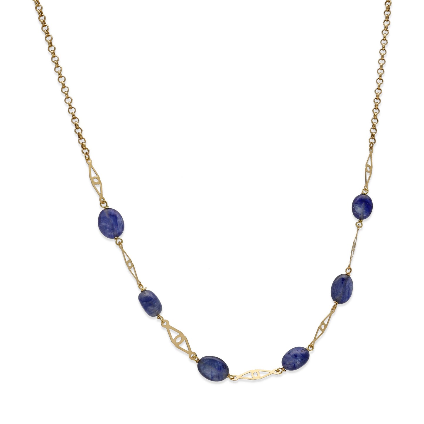 Collar Genoveva en Oro 18k y Zafiros Ovales