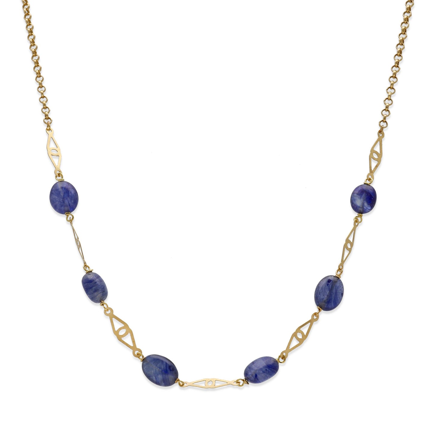 Collar Genoveva en Oro 18k y Zafiros Ovales