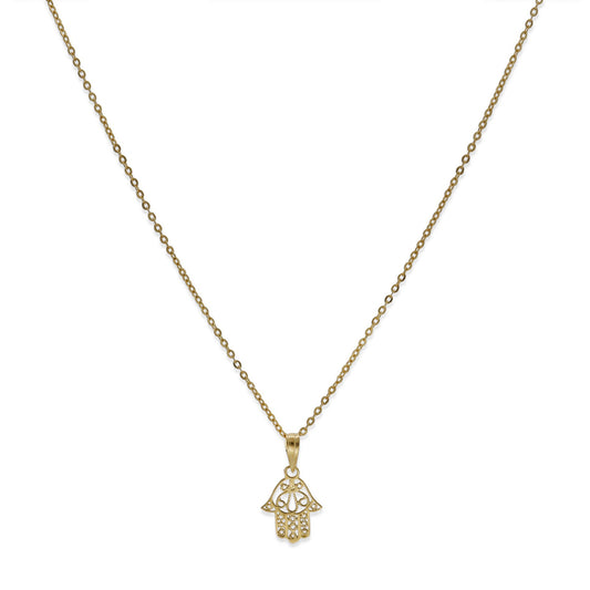 Collar con Colgante Hasma Mano Fátima Oro 18K