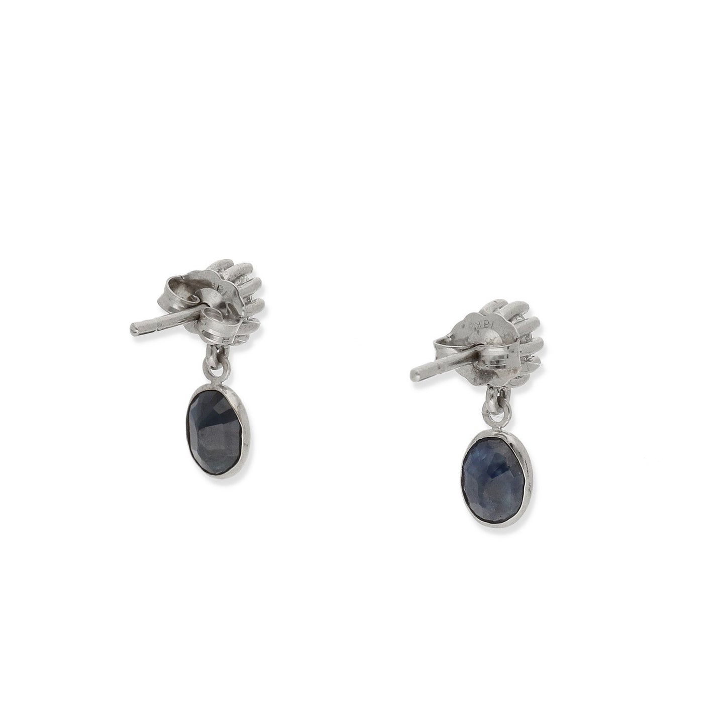 Pendientes Fiona de Oro Blanco 18k con Zafiros y Diamantes