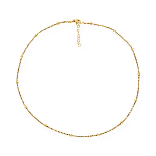 Gargantilla de Bolitas en Plata de Ley 925 Bañada en Oro 18K