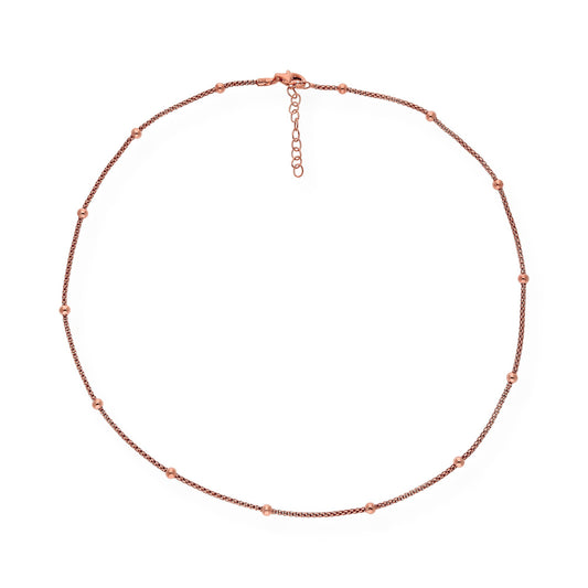 Gargantilla de Bolitas en Plata de Ley 925 Bañada en Oro Rosa 18K