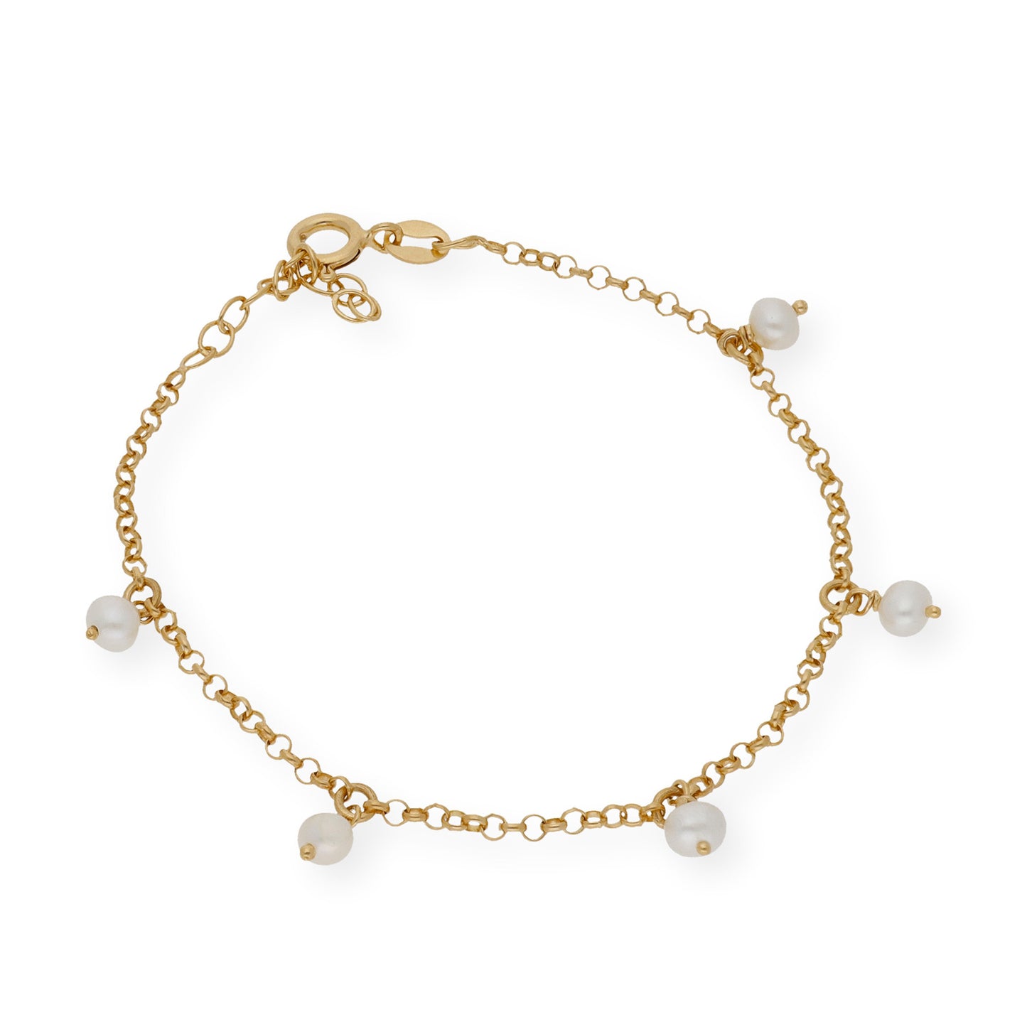 Pulsera de Perlas de Agua Dulce en Plata de Ley 925 Bañada en Oro 18K