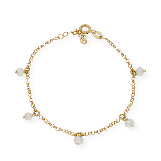 Pulsera de Perlas de Agua Dulce en Plata de Ley 925 Bañada en Oro 18K