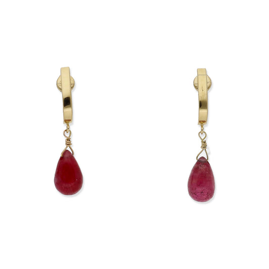 Pendientes Katia en Oro Amarillo 18K con Rubíes
