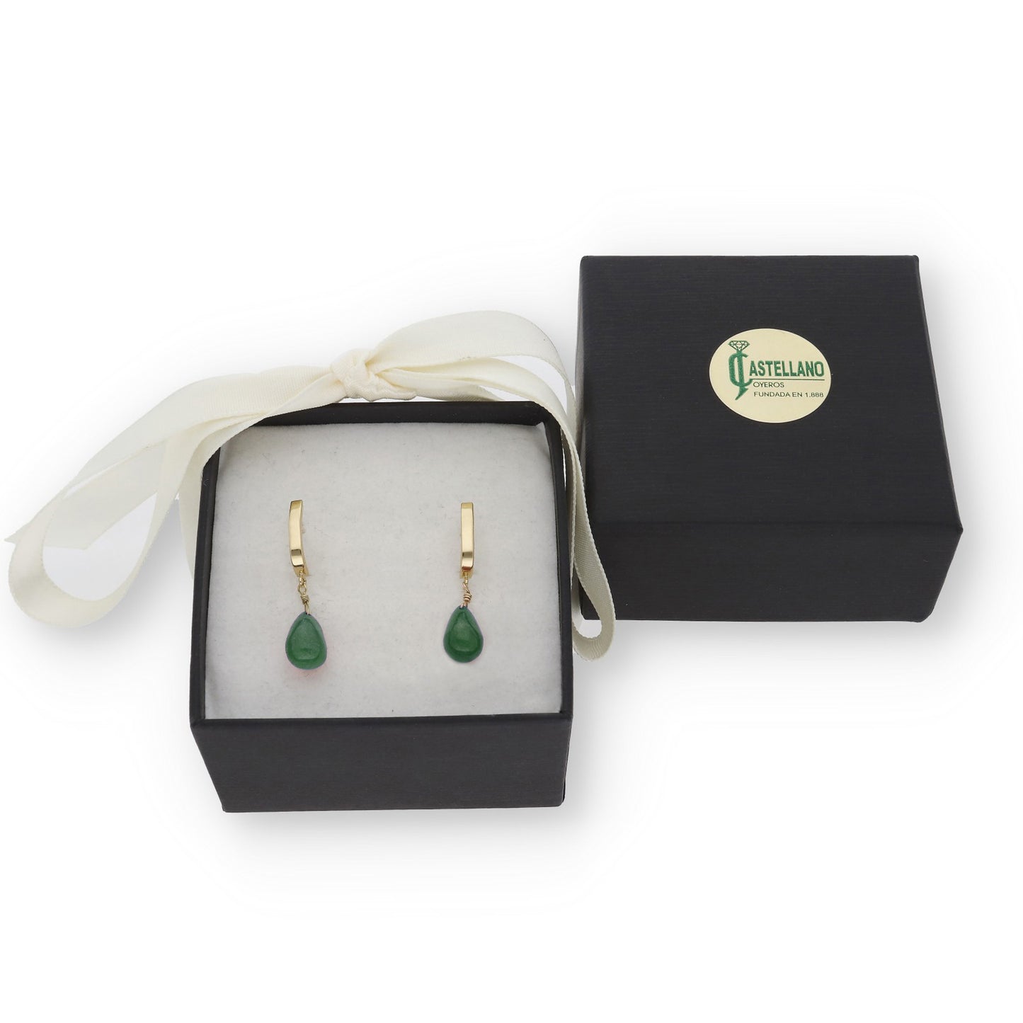 Pendientes Katia en Oro Amarillo 18K con Esmeraldas