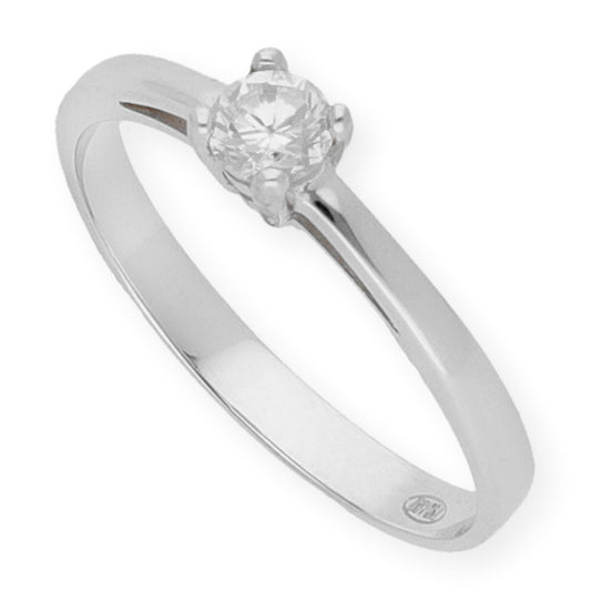 Solitario de Compromiso con Diamantes Certificado y Oro 18K