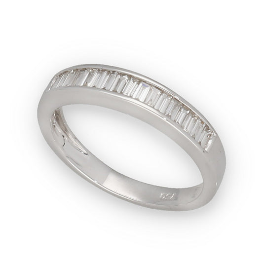 Anillo Valentina de Compromiso en Oro Blanco 18k con Diamantes Baguette