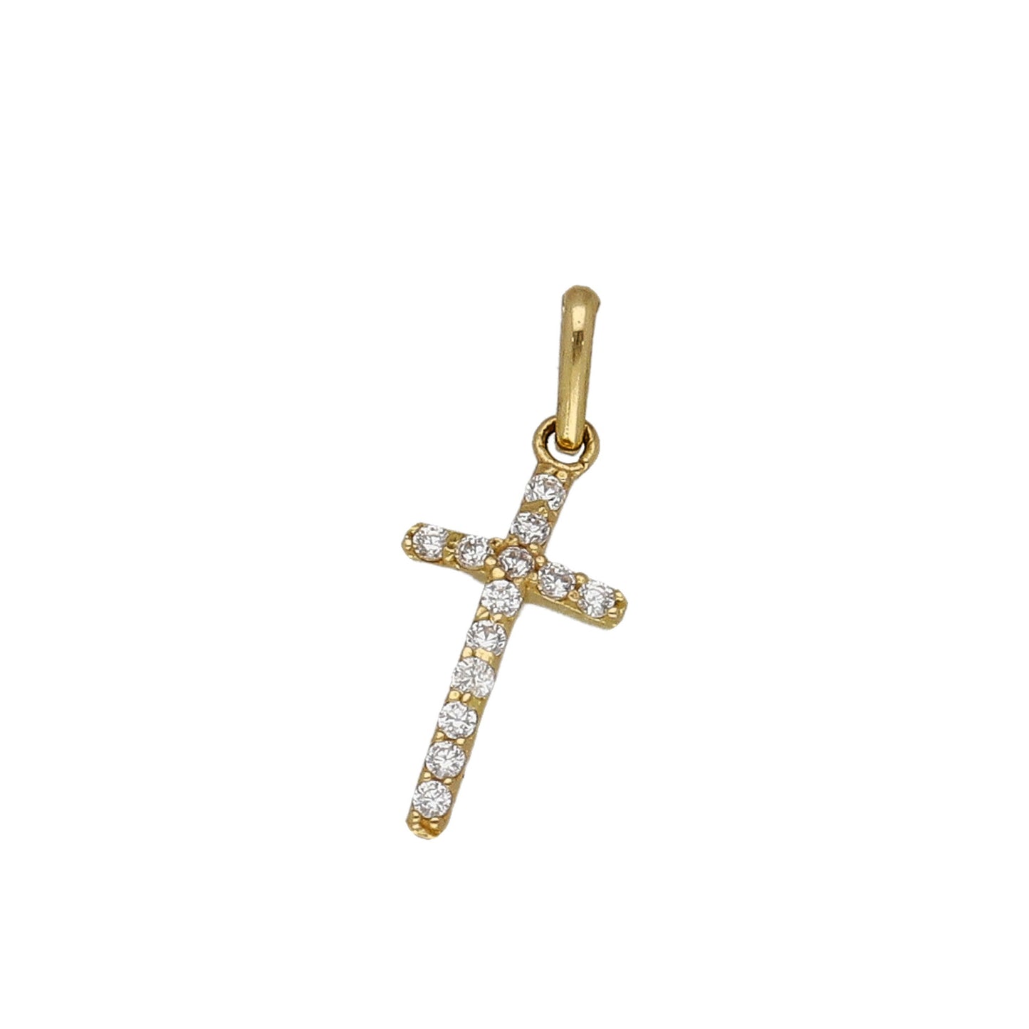 Cruz Abril en Oro 18 K con Circonitas