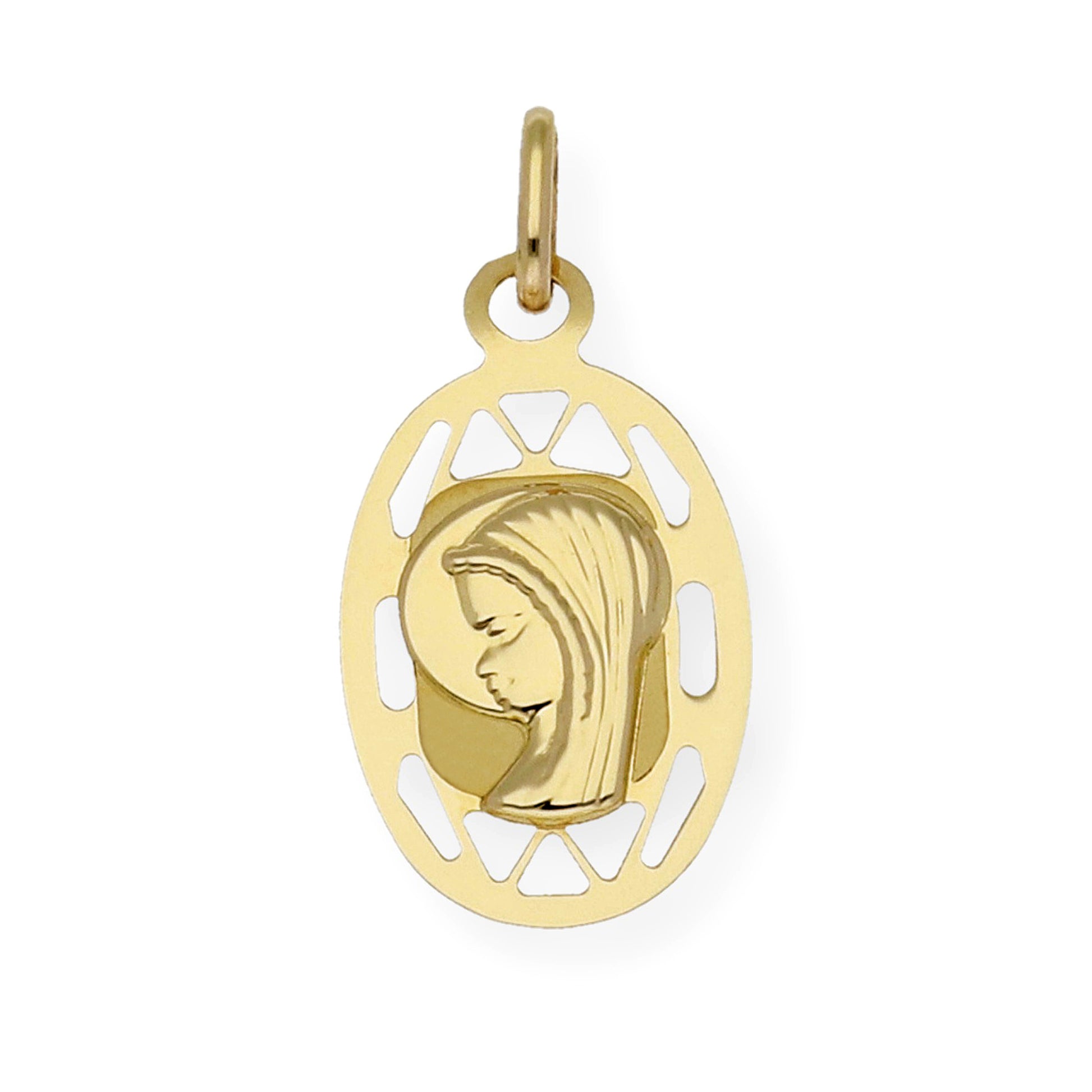 Medalla Virgen Niña de Comunión en Oro 18k Diseño Oval