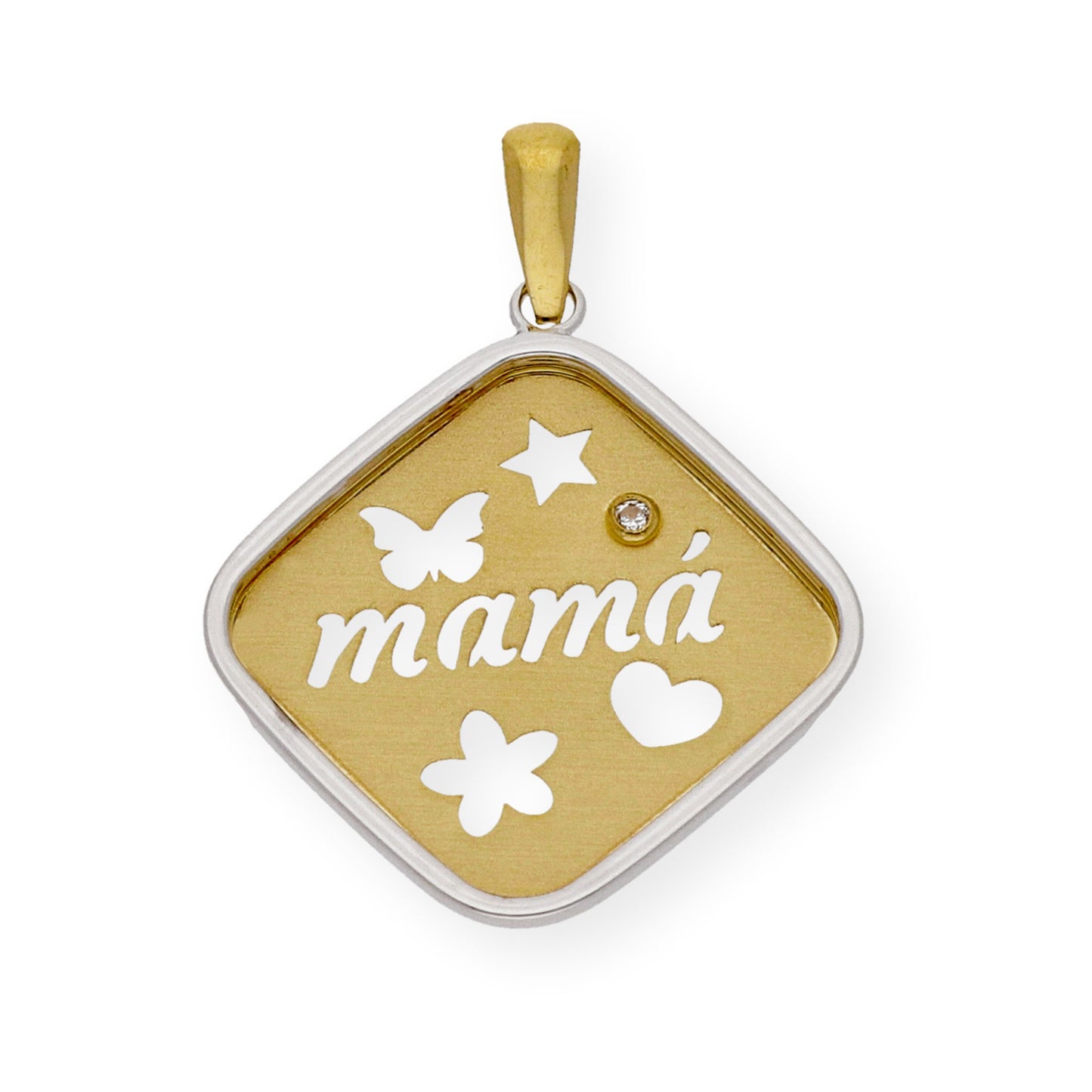 Colgante Mamá Diseño de Rombo en Oro 18k y Diamante