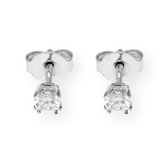 Pendientes de Compromiso con Diamantes Certificados y Oro Blanco 18k 4 Garras