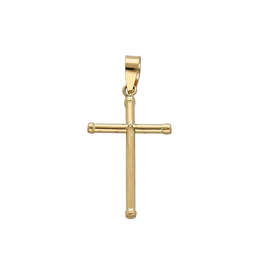Cruz de Tubo con Remaches Mod Inri Pequeña en Oro 18K