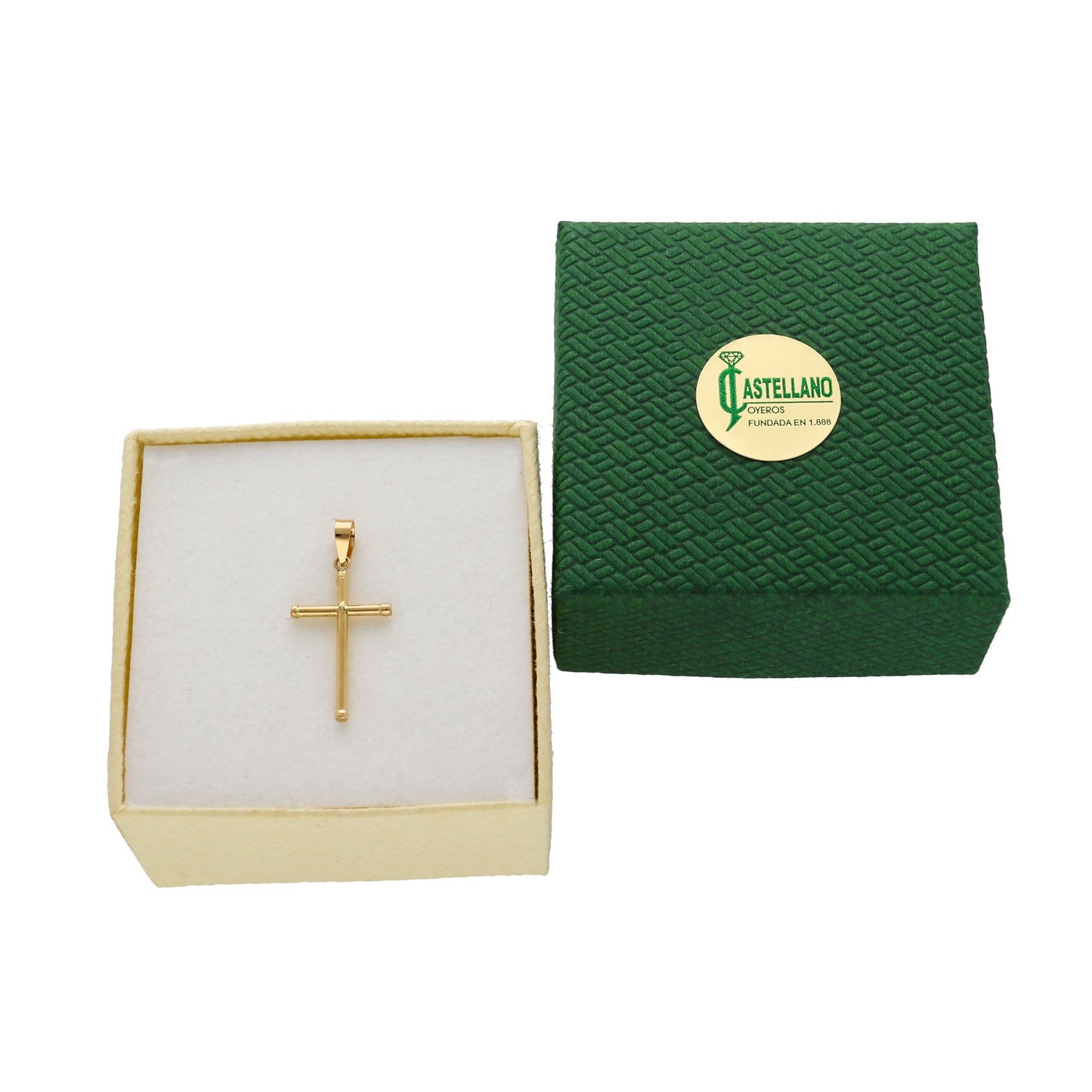Cruz de Tubo con Remaches Mod Inri Pequeña en Oro 18K