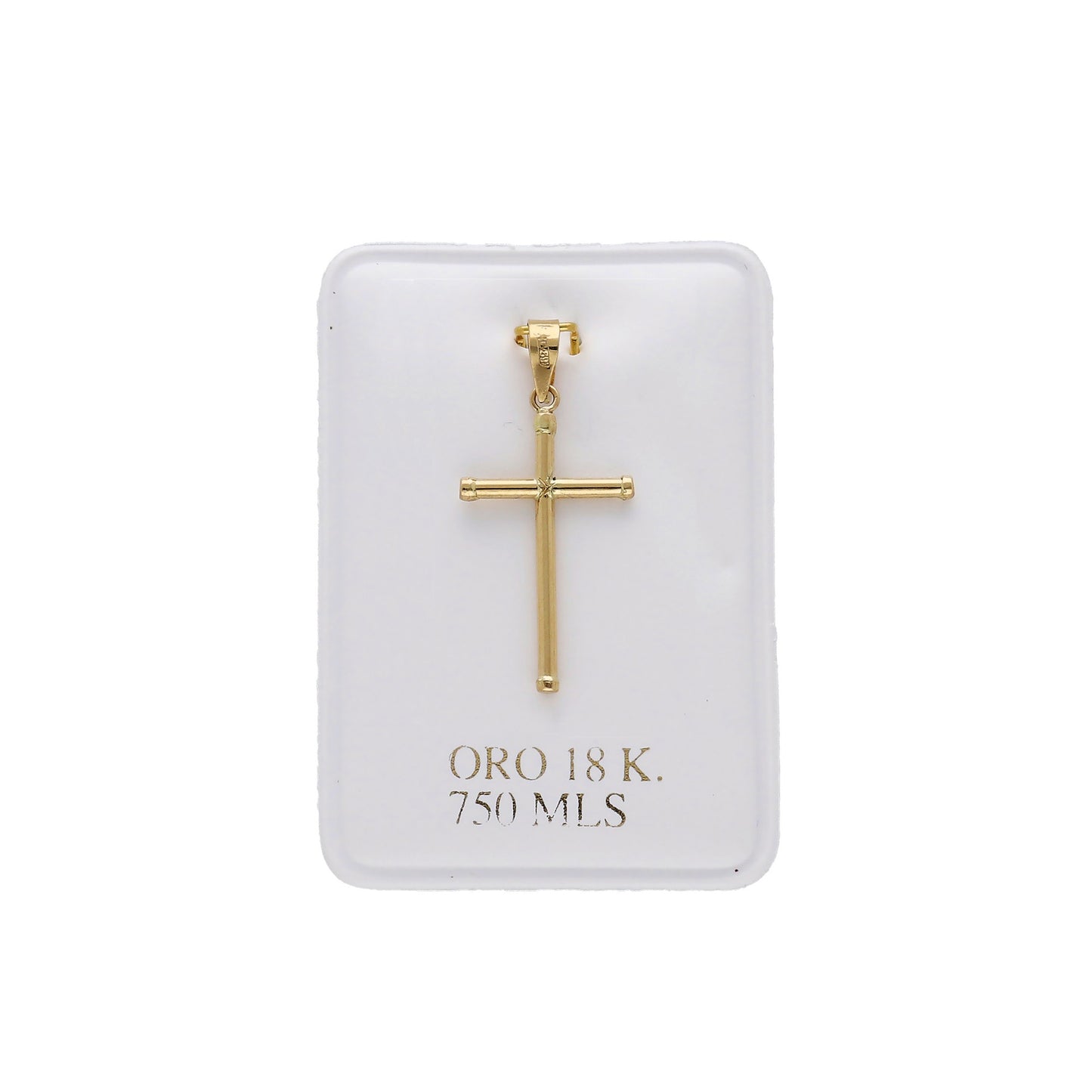 Cruz de Tubo con Remaches Mod Inri Pequeña en Oro 18K