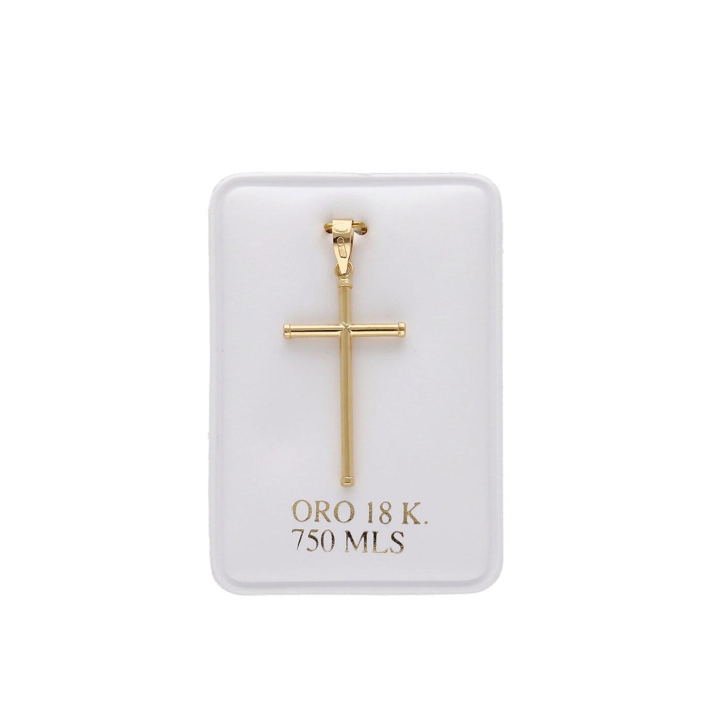 Cruz de Tubo con Remaches Mod Inri Mediana en Oro 18K