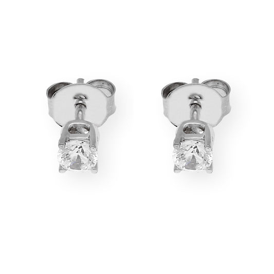 Pendientes de Compromiso con Diamantes Certificados y Oro Blanco 18k 4 Garras