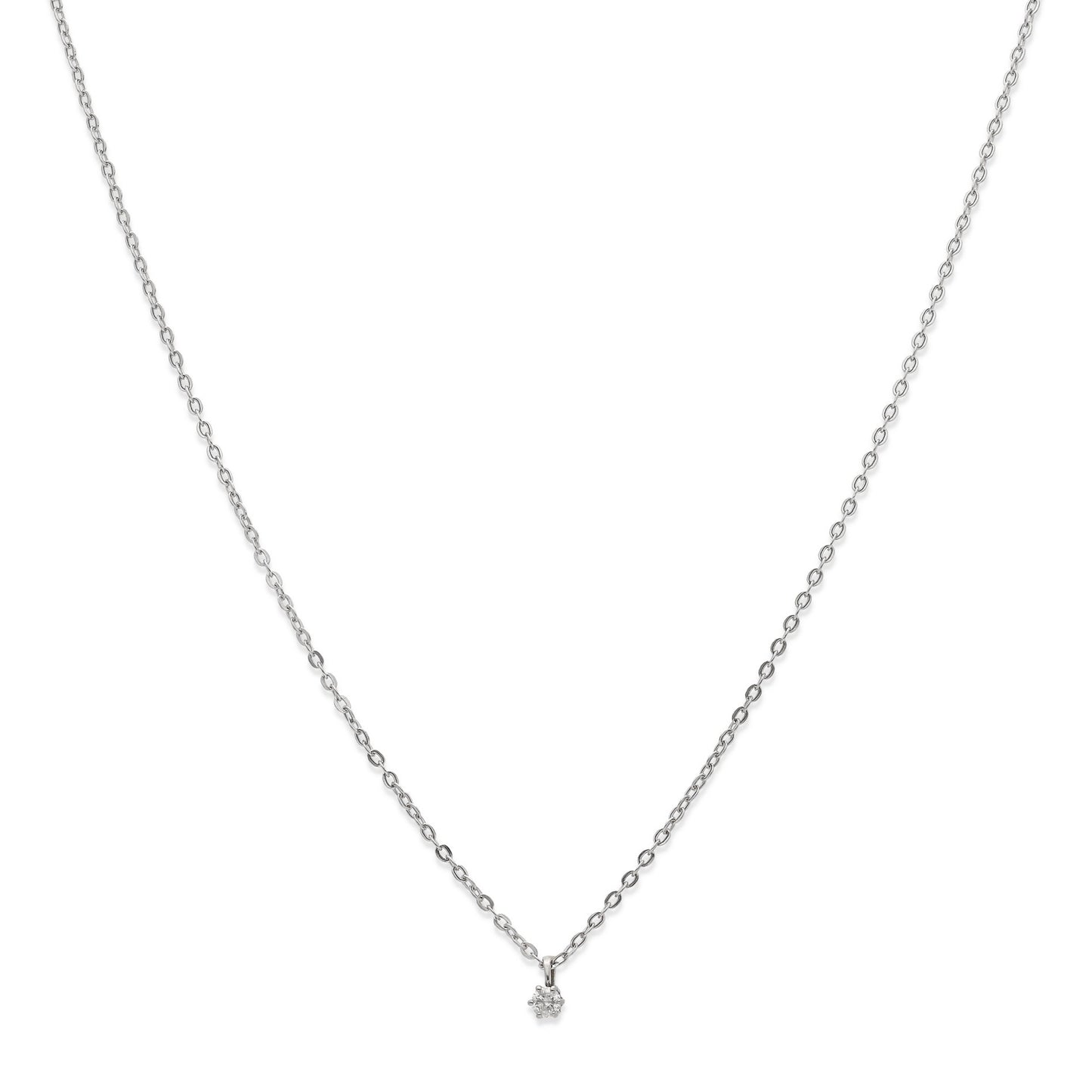 Collar con Colgante Luz en Oro Blanco 18K con Diamante en Garra