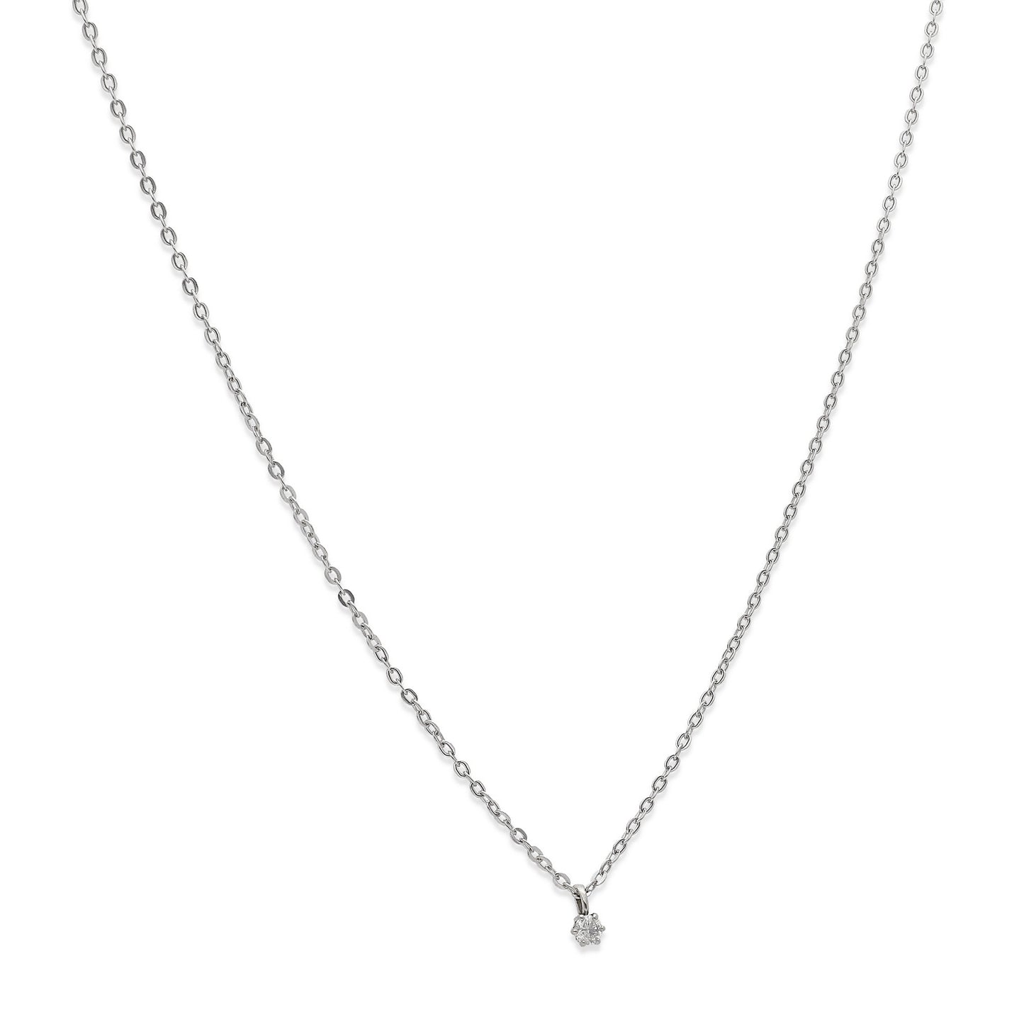 Collar con Colgante Luz en Oro Blanco 18K con Diamante en Garra
