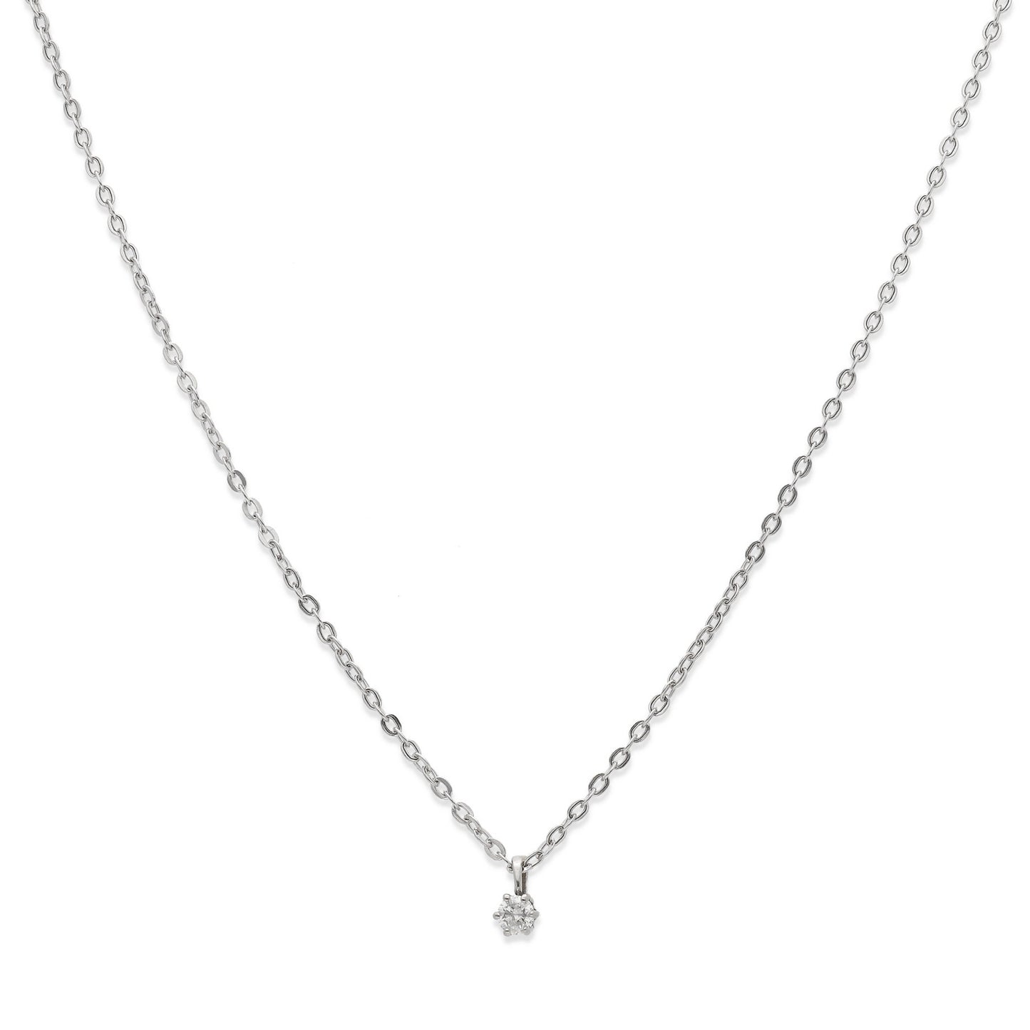 Collar con Colgante Luz en Oro Blanco 18K con Diamante en Garra