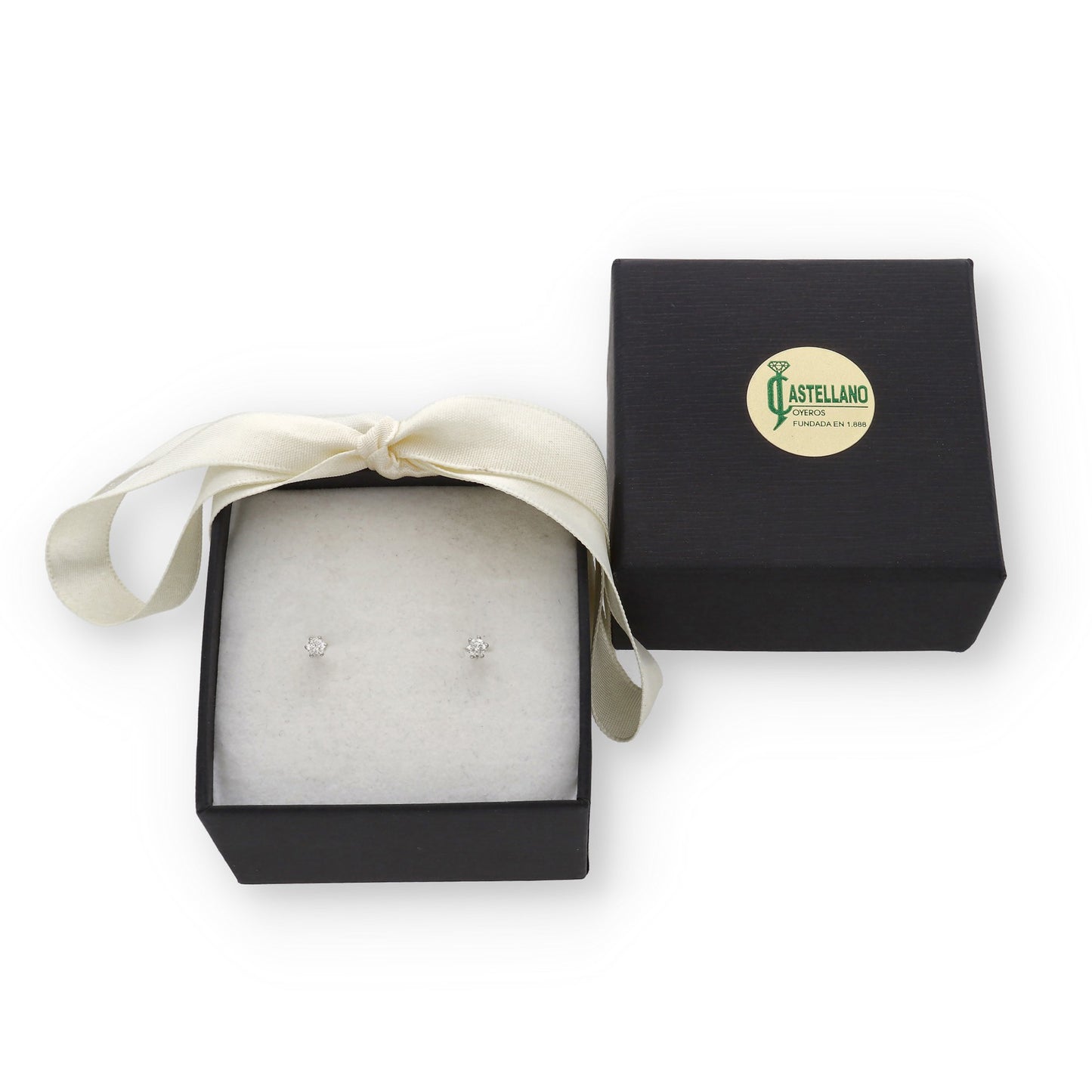 Pendientes Luz en Oro Blanco 18K con Diamante en Garra