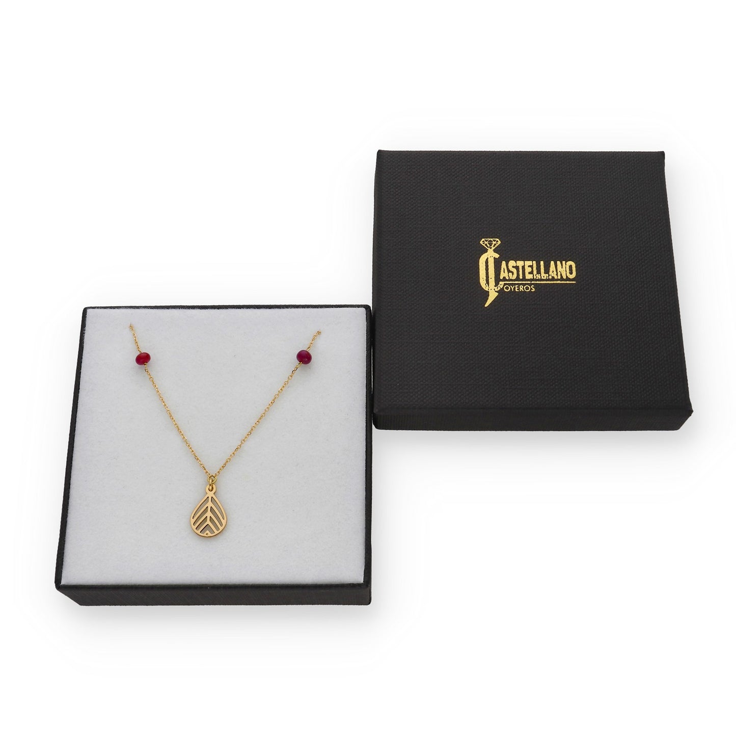 Gargantilla Gota con Rubíes en Oro de Ley 18K