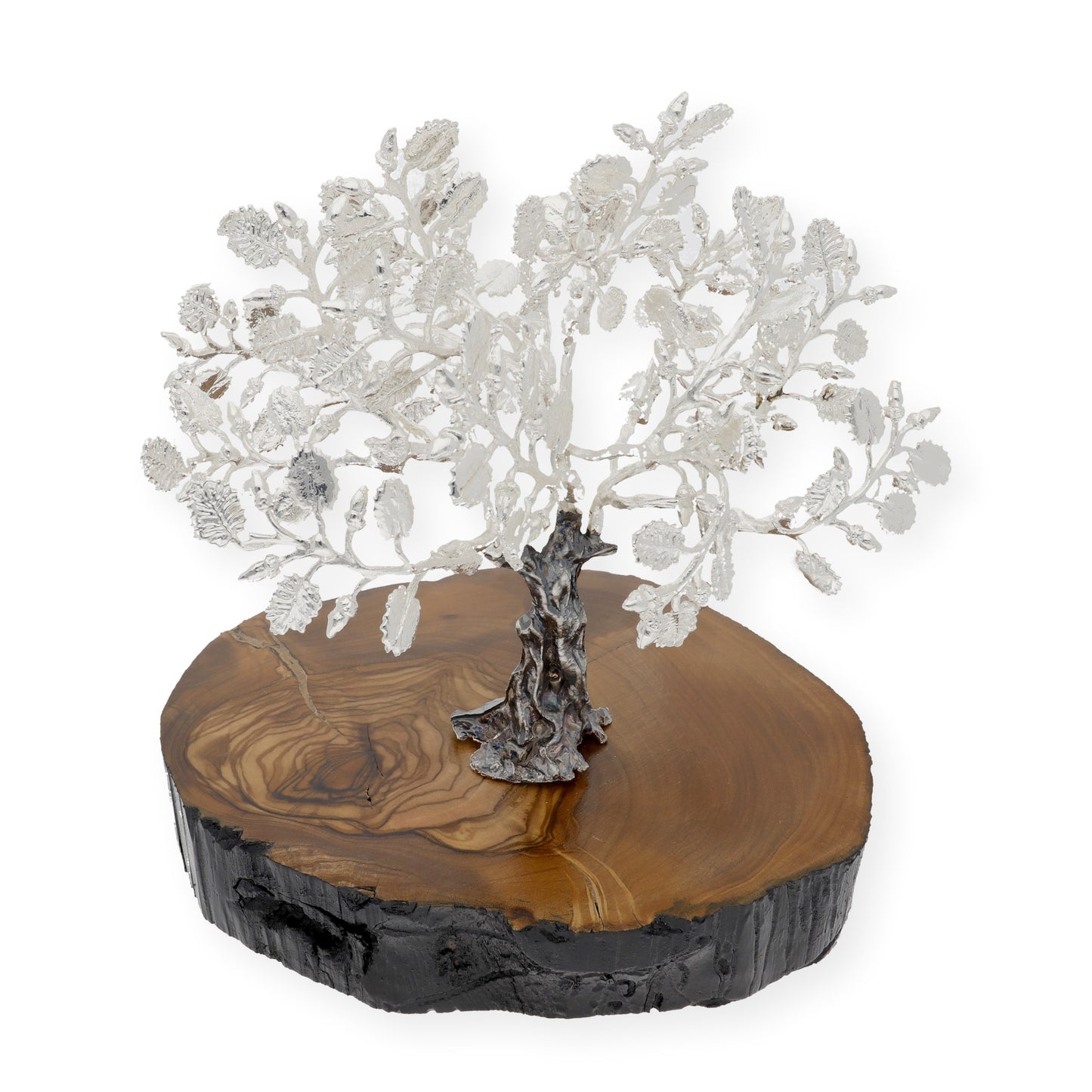 Encina Conmemorativa Personalizable Plateada con Base de Madera