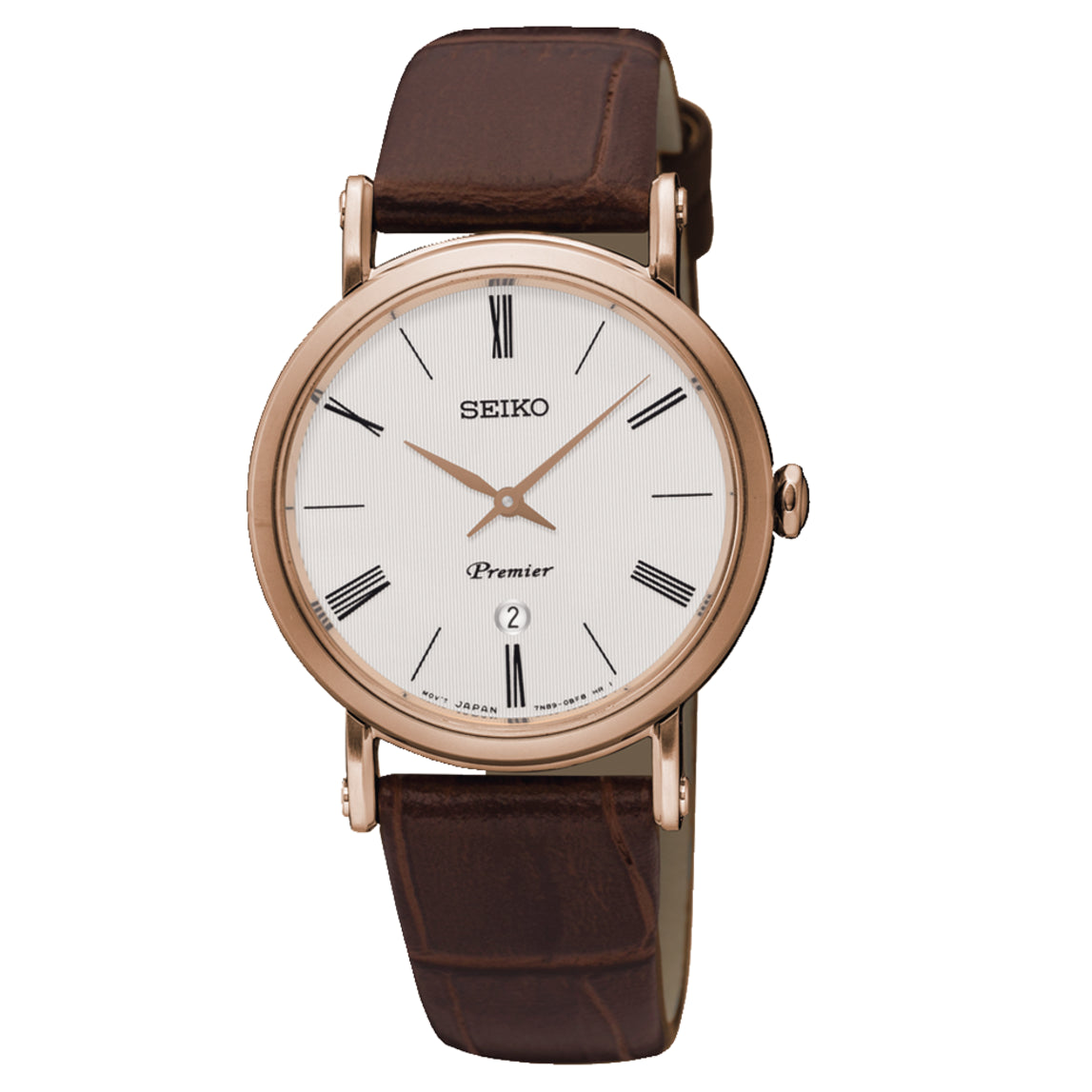 Reloj Seiko Premier Extraplano Cuarzo IP Rosé SXB436P1