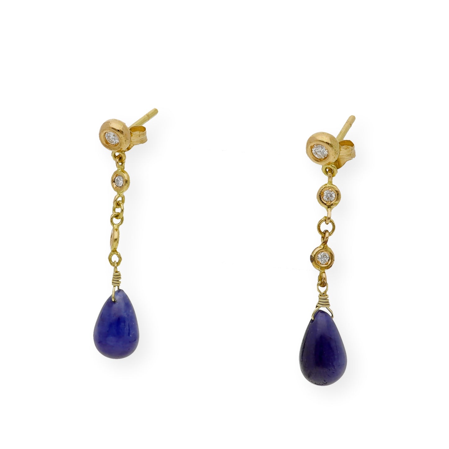 Pendientes Triadama en Oro de Ley 18K con Diamantes y Zafiros