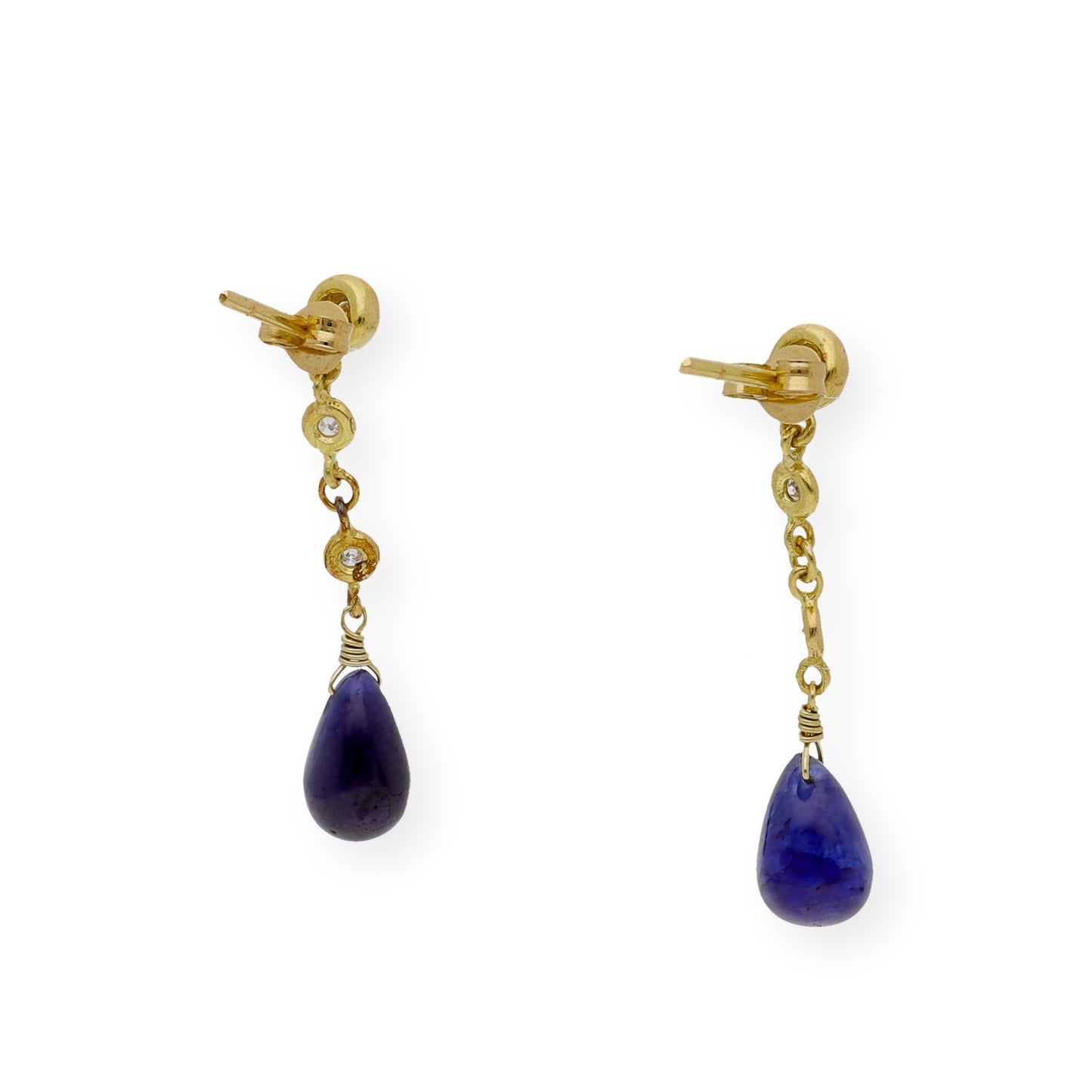 Pendientes Triadama en Oro de Ley 18K con Diamantes y Zafiros
