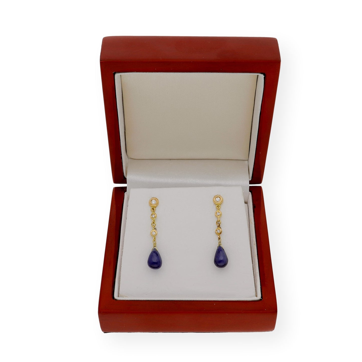 Pendientes Triadama en Oro de Ley 18K con Diamantes y Zafiros