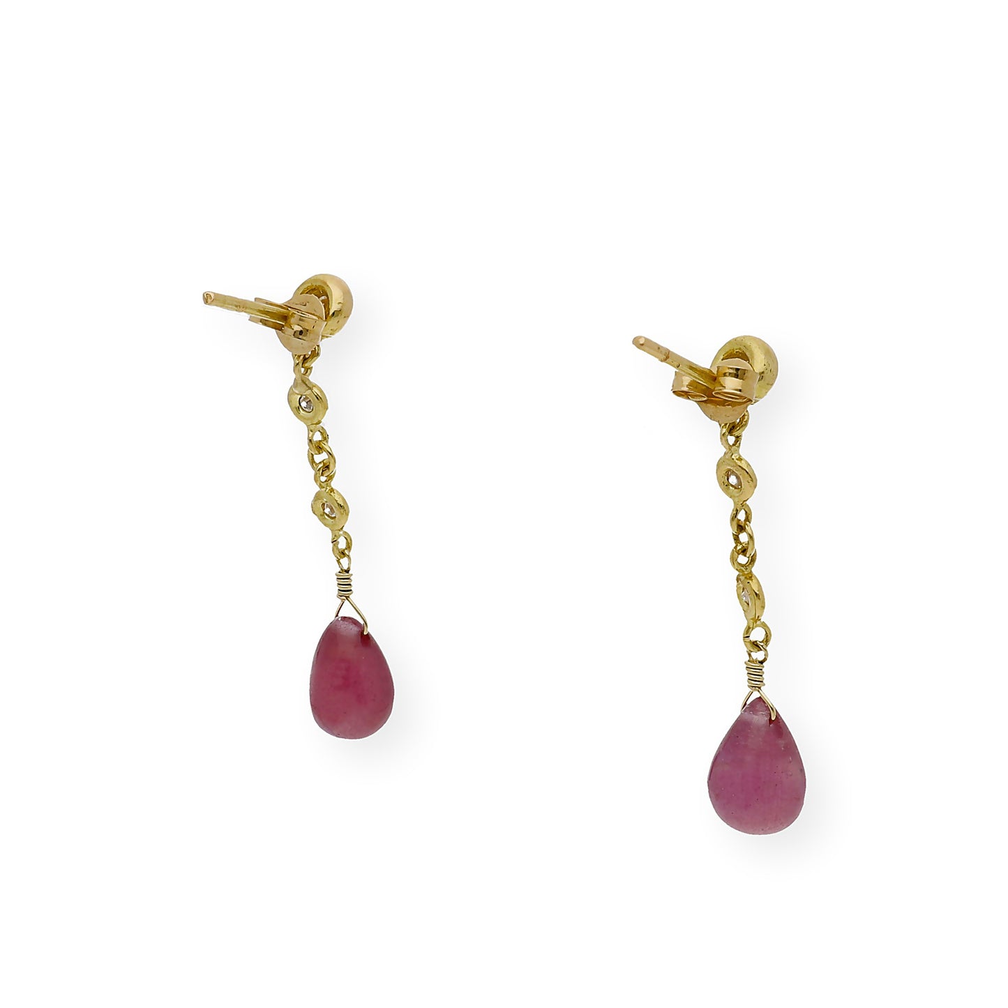 Pendientes Triadama en Oro de Ley 18K con Diamantes y Rubíes