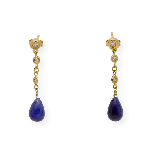 Pendientes Triadama en Oro de Ley 18K con Diamantes y Zafiros