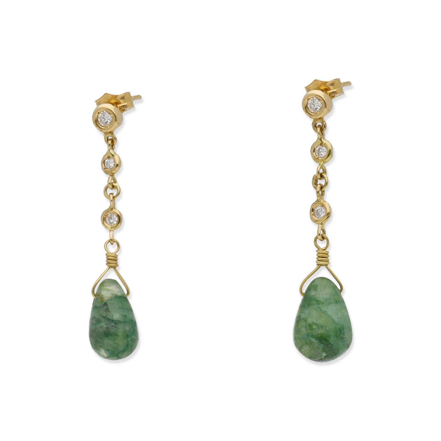 Pendientes Triadama en Oro de Ley 18K con Diamantes y Esmeraldas