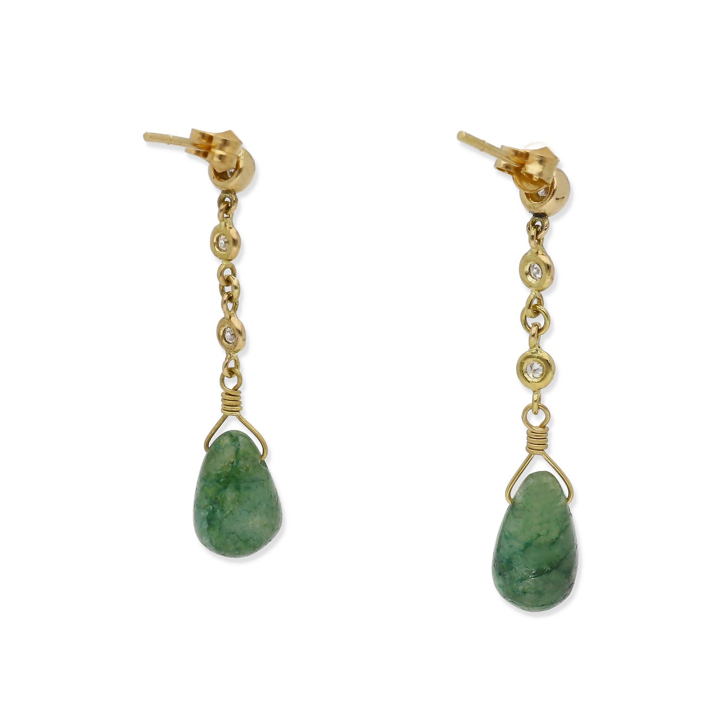 Pendientes Triadama en Oro de Ley 18K con Diamantes y Esmeraldas