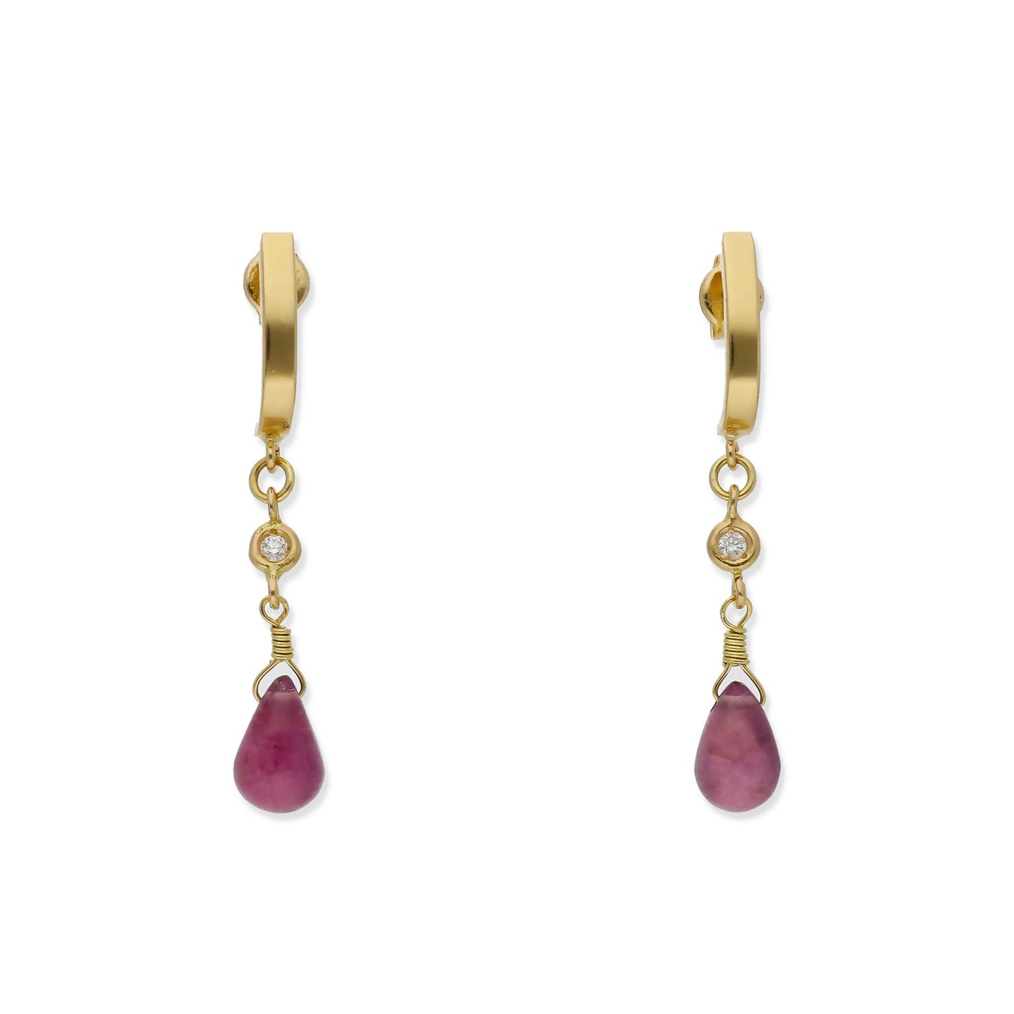 Pendientes Lota en Oro de Ley 18K con Diamantes y Rubíes