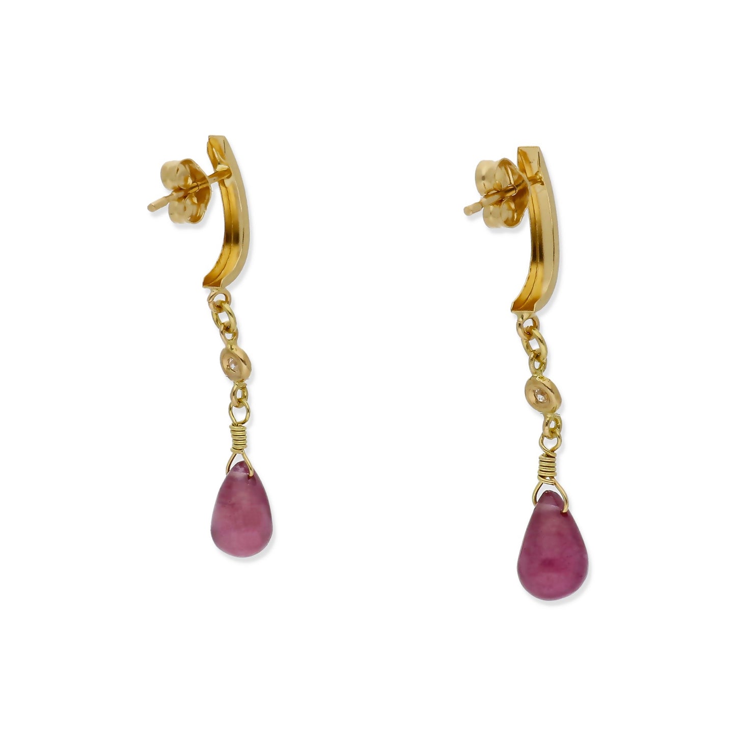 Pendientes Lota en Oro de Ley 18K con Diamantes y Rubíes