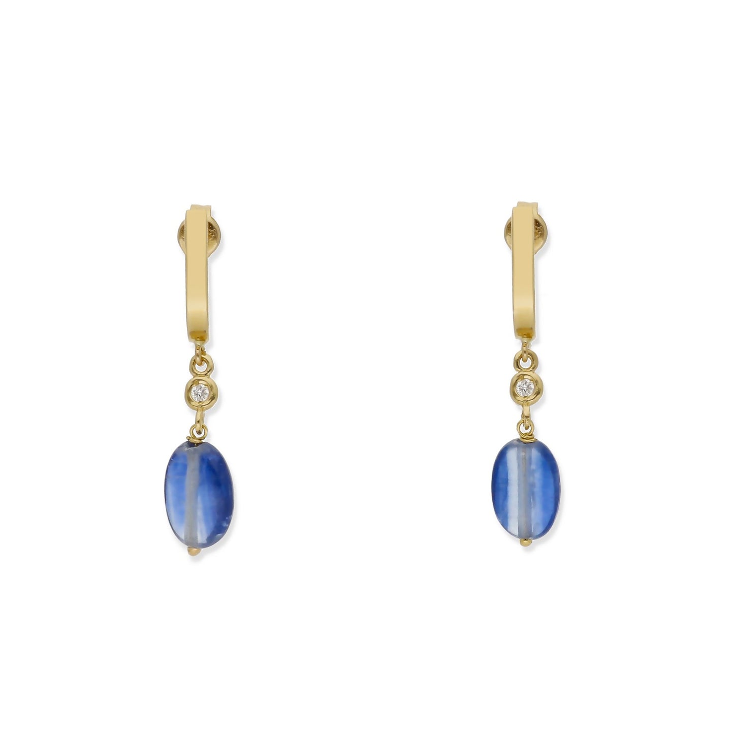Pendientes Lota en Oro de Ley 18K con Diamantes y Zafiros Ovales