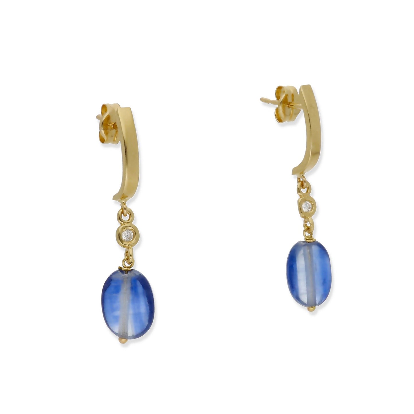 Pendientes Lota en Oro de Ley 18K con Diamantes y Zafiros Ovales