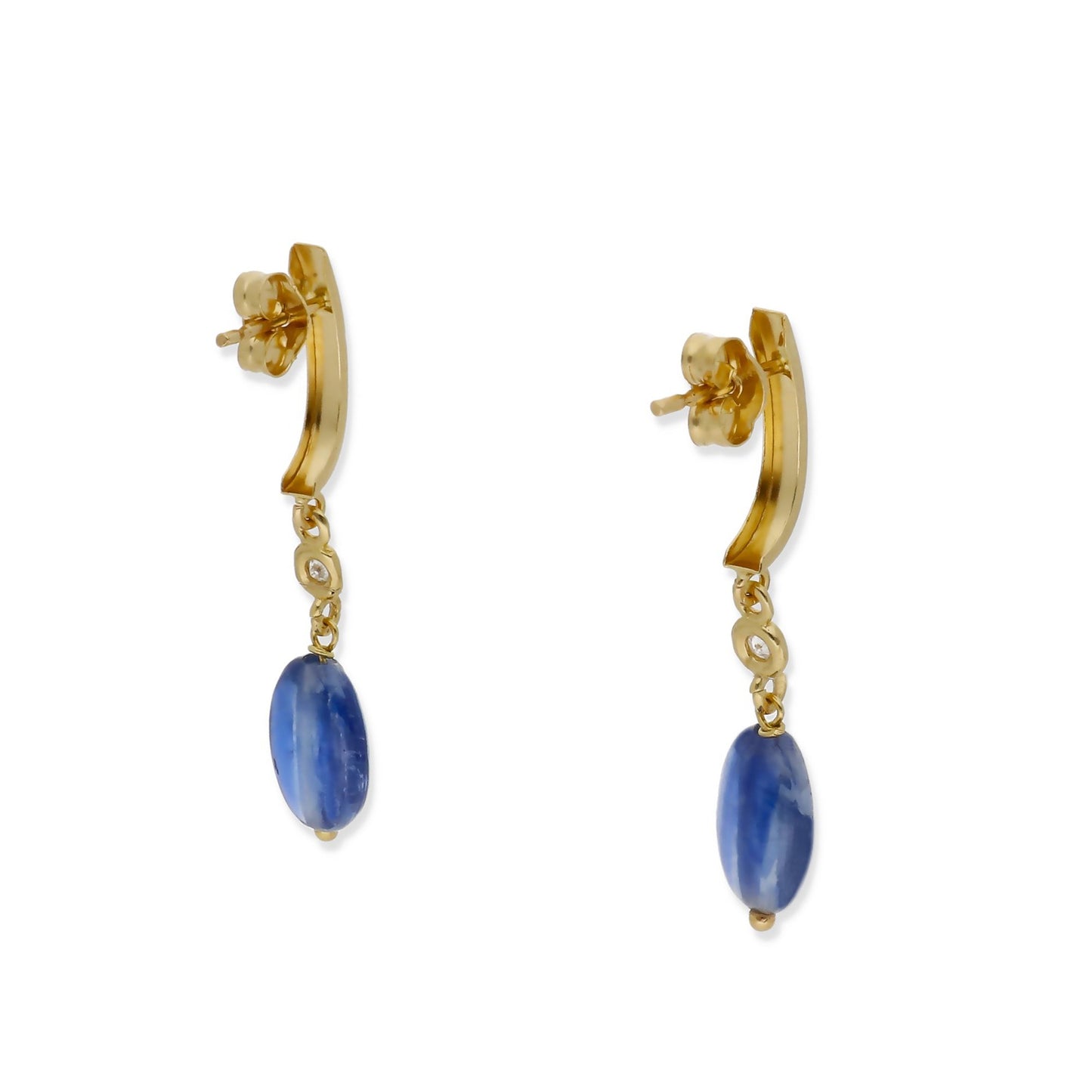 Pendientes Lota en Oro de Ley 18K con Diamantes y Zafiros Ovales