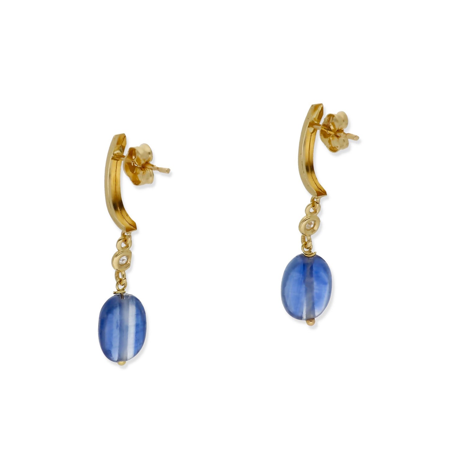 Pendientes Lota en Oro de Ley 18K con Diamantes y Zafiros Ovales