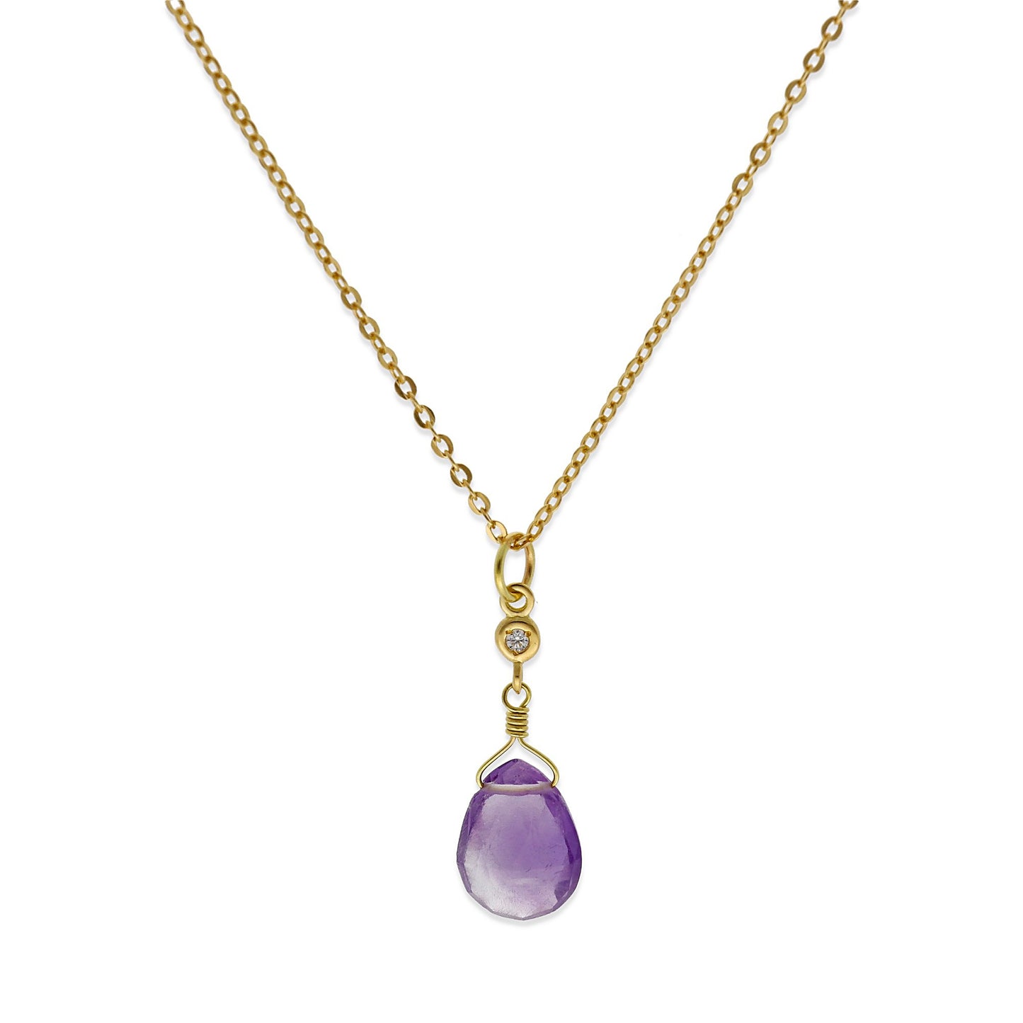 Collar con Colgante Syrin en Oro de Ley 18K con Amatista y Diamante