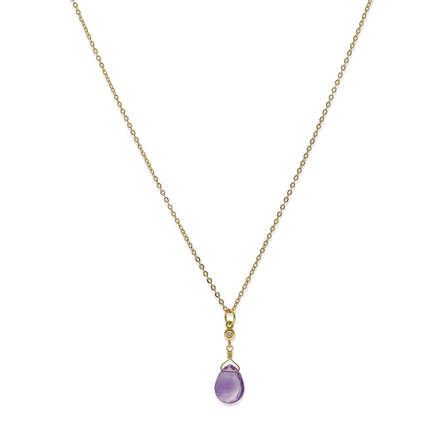 Collar con Colgante Syrin en Oro de Ley 18K con Amatista y Diamante