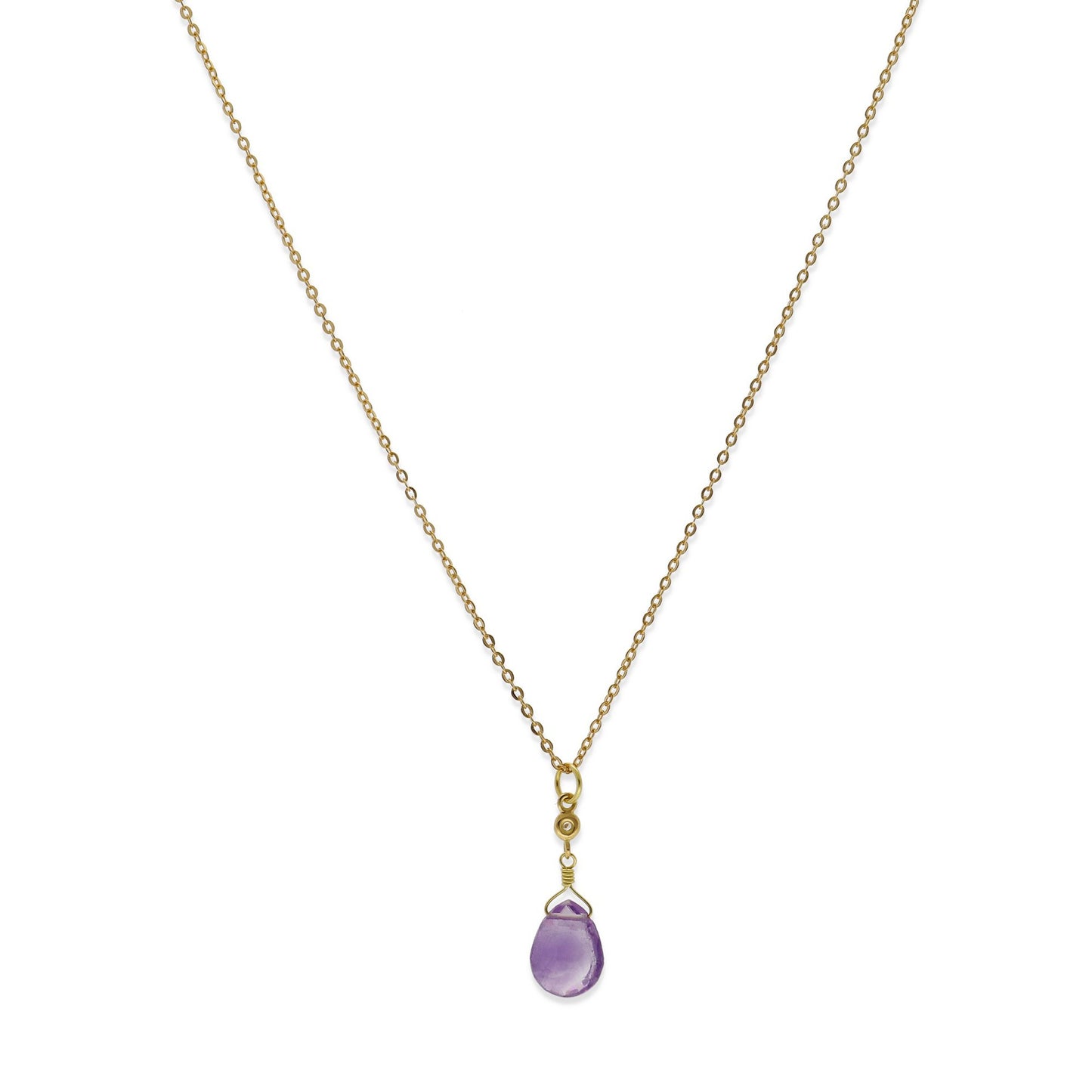 Collar con Colgante Syrin en Oro de Ley 18K con Amatista y Diamante