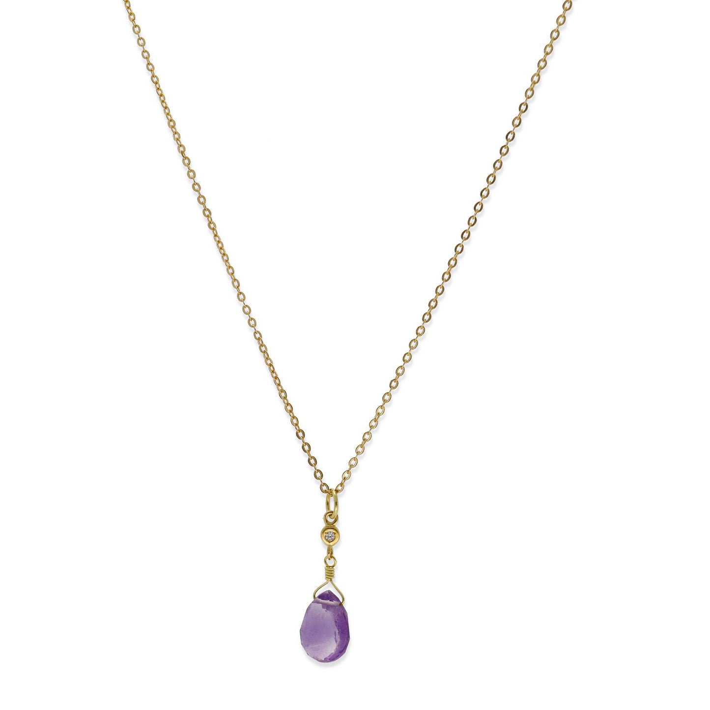 Collar con Colgante Syrin en Oro de Ley 18K con Amatista y Diamante