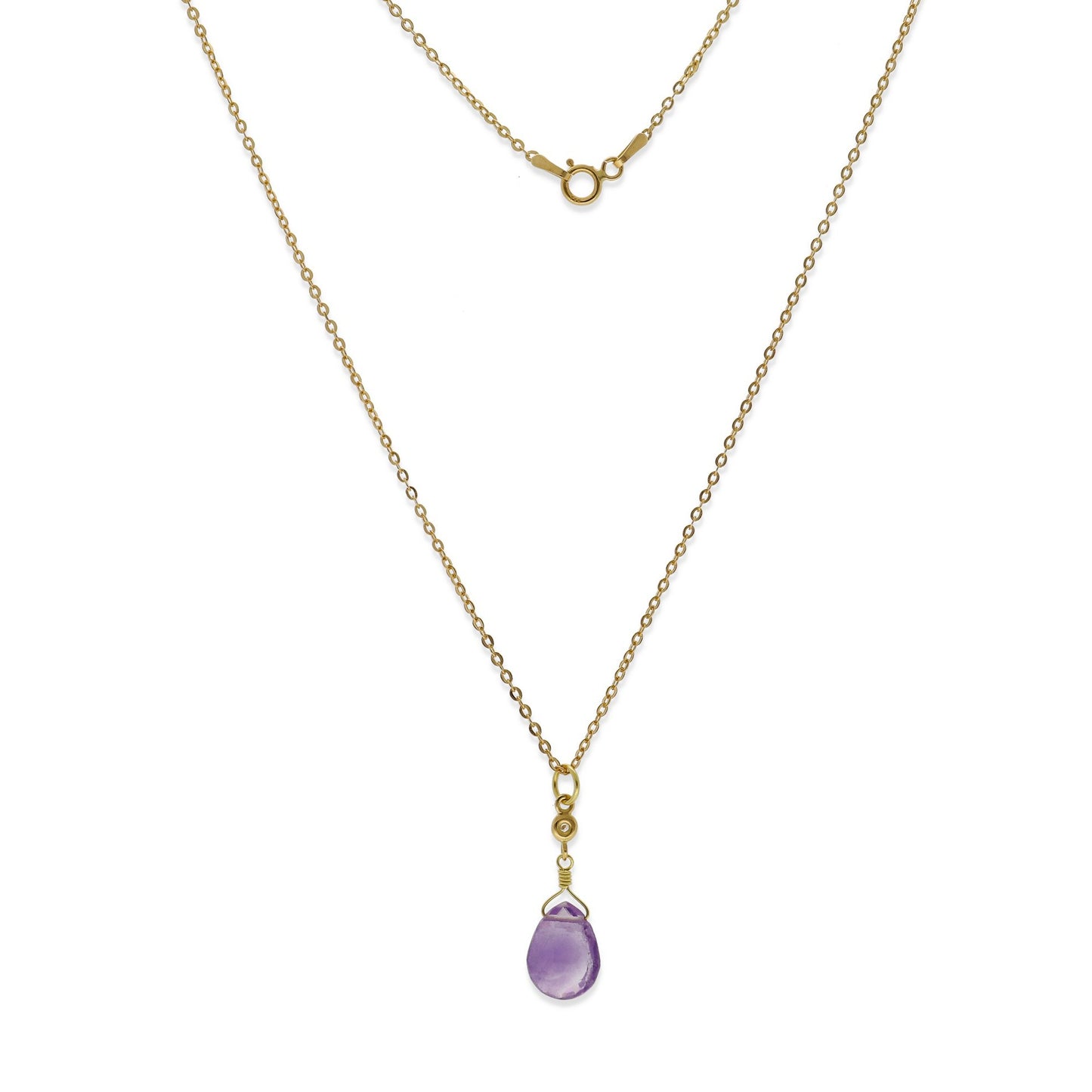 Collar con Colgante Syrin en Oro de Ley 18K con Amatista y Diamante