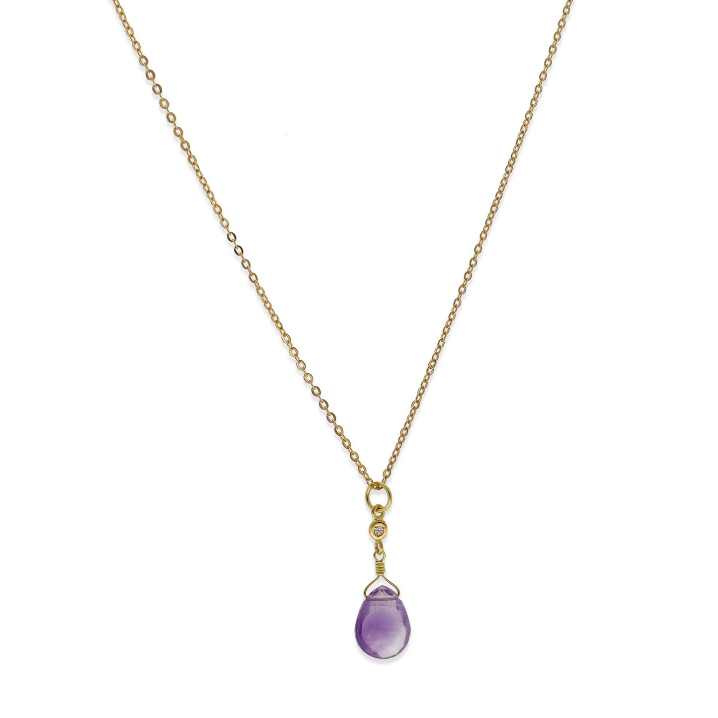 Collar con Colgante Syrin en Oro de Ley 18K con Amatista y Diamante