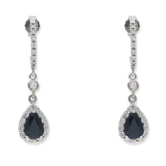 Pendientes Neptuno con Diamantes y Zafiros en Oro Blanco 18k